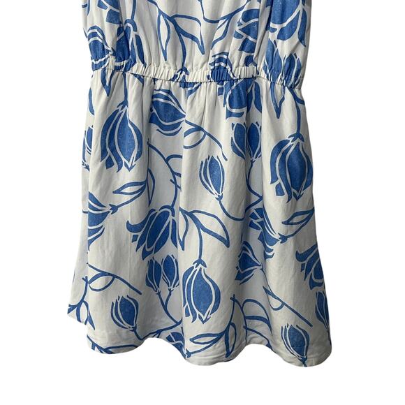 Lane Bryant Womens Plus Size 18 Flutter-Sleeve Tie-Back Linen Dress Blue White - Picture 6 of 13